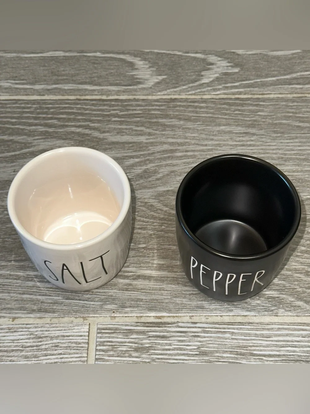 Rae Dunn Ceramic Salt Pepper Cellars Tray Cottage Farmhouse Rustic Chic Kitchen